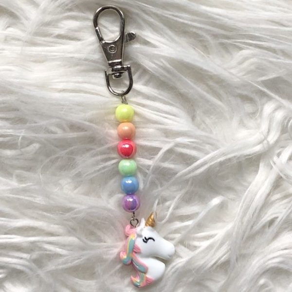 Sleutel-/tashanger met leuke regenboogkralen en unicorn hanger - Image 2